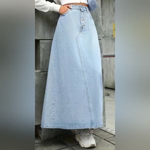 Long, Light Blue Jean Skirt